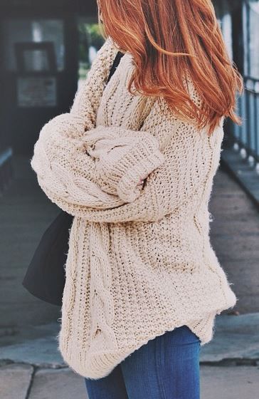 Fall Outfit With Wire Knit Sweater and Tights