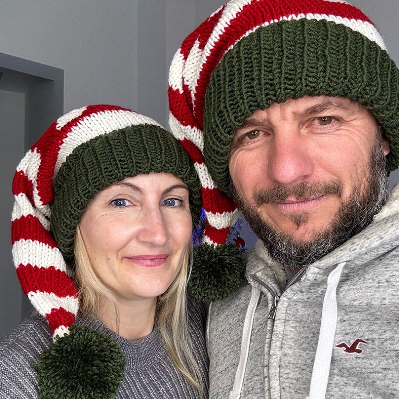 Knitted Elf Hat Pattern (Free Striped Christmas Hat)
