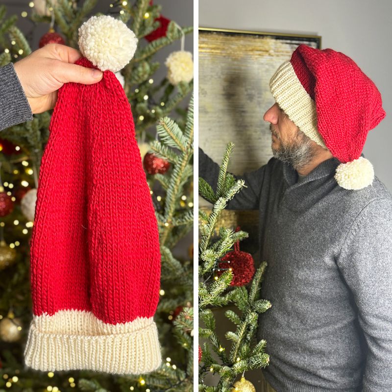 Knitted Santa Hat (Free Knitting Pattern + Chunky Knit)