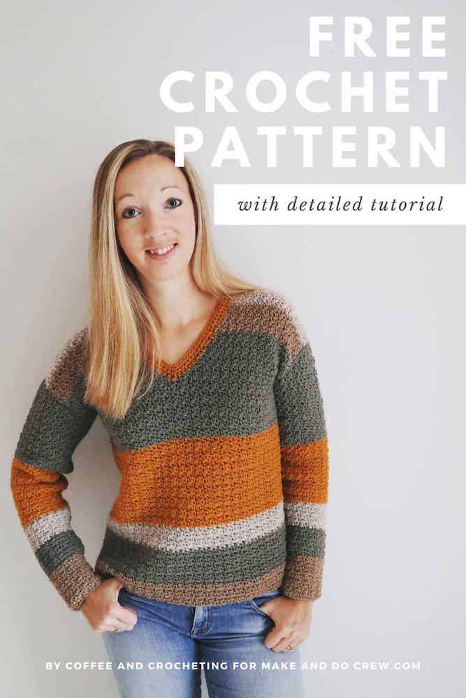 Free Crochet Pattern: Cinnamon Spiced Ribbed Sweater - Knit-Look Elegance